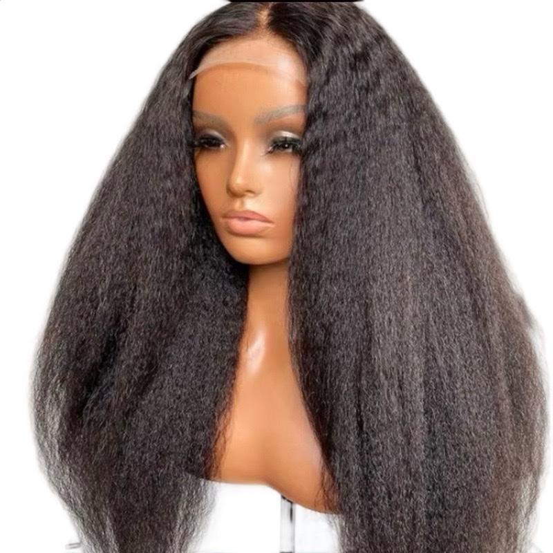 Kinky Straight Lace Front Wig 100% Human Hair,  HD Transparent Lace, 180% Density