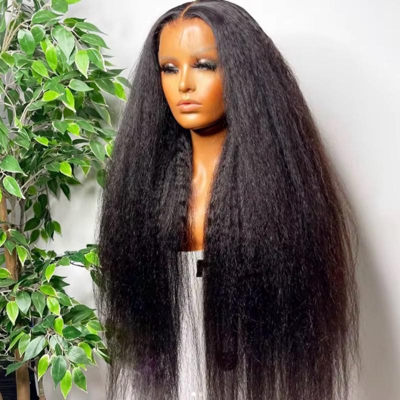 Kinky Straight Lace Front Wig 100% Human Hair,  HD Transparent Lace, 180% Density